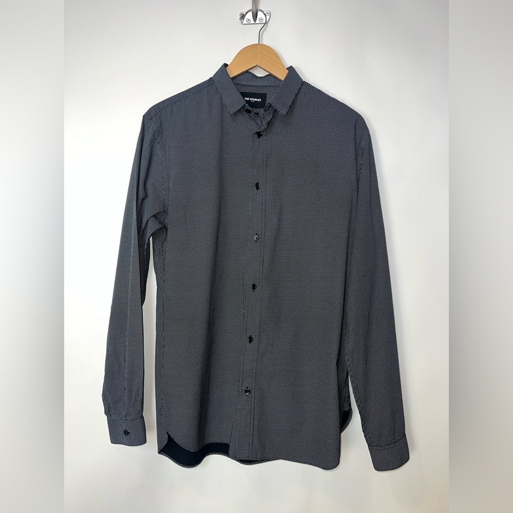 The Kooples Paris Slim‎ Fit Shirt Navy Micro Polka Dot Large